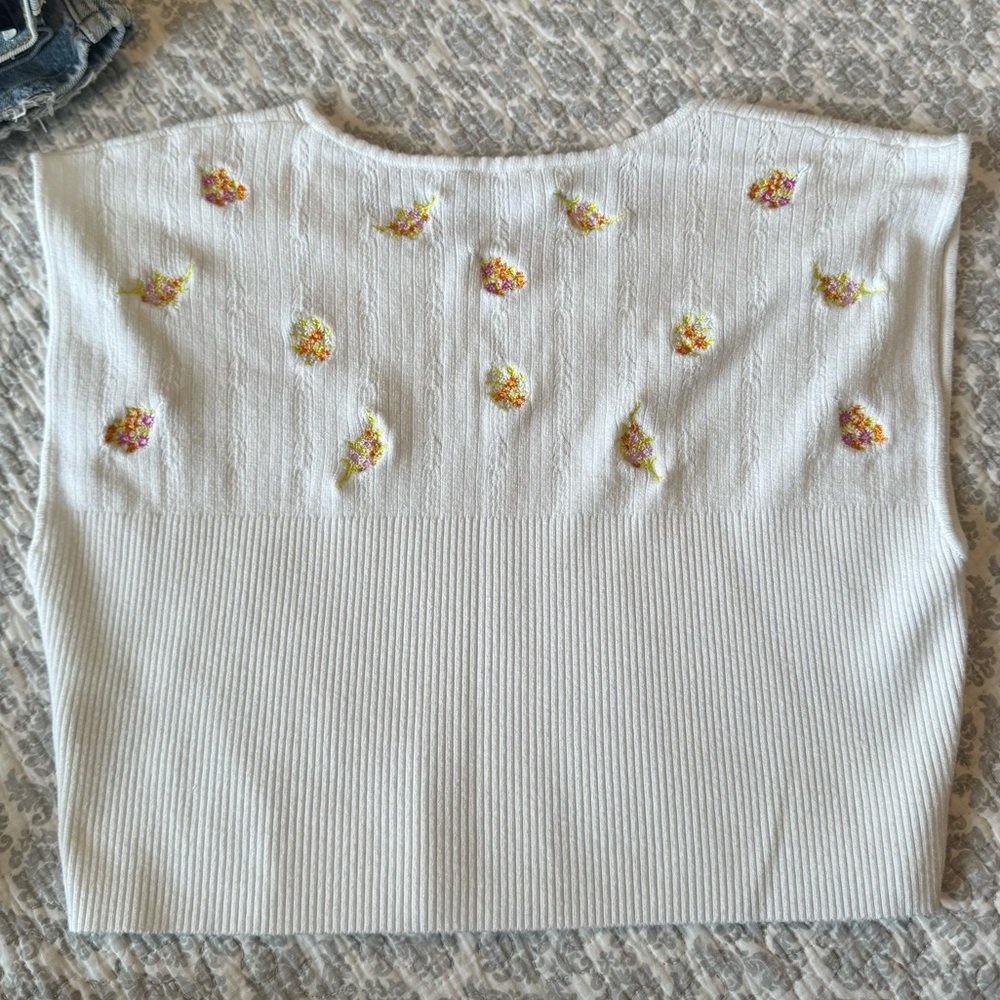 Free People Cropped Floral Embroidered Knit Tank - Picture 4 of 4